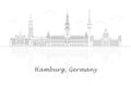 Outline Skyline panorama of city of Hamburg, Germany