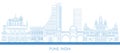 Outline Skyline panorama of city of Pune, India Royalty Free Stock Photo