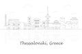 Outline Skyline panorama of city of Thessaloniki, Greece
