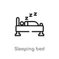 outline sleeping bed vector icon. isolated black simple line element illustration from other concept. editable vector stroke
