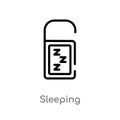 outline sleeping vector icon. isolated black simple line element illustration from travel concept. editable vector stroke sleeping