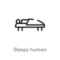 outline sleepy human vector icon. isolated black simple line element illustration from feelings concept. editable vector stroke