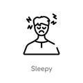 outline sleepy vector icon. isolated black simple line element illustration from other concept. editable vector stroke sleepy icon