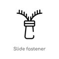 outline slide fastener vector icon. isolated black simple line element illustration from sew concept. editable vector stroke slide