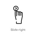 outline slide right vector icon. isolated black simple line element illustration from user interface concept. editable vector