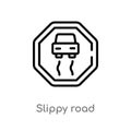 outline slippy road vector icon. isolated black simple line element illustration from transport concept. editable vector stroke Royalty Free Stock Photo