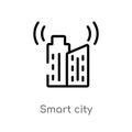 outline smart city vector icon. isolated black simple line element illustration from smart house concept. editable vector stroke