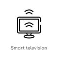 outline smart television vector icon. isolated black simple line element illustration from smart home concept. editable vector