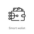 outline smart wallet vector icon. isolated black simple line element illustration from other concept. editable vector stroke smart