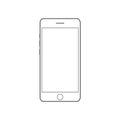 Outline smartphone black lines with empty screen vector eps10. Mobile phone smartphone outline sign.