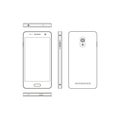 Outline smartphone on a white background. Phone in different vie