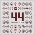 Outline smiles collection. 44 emoji.