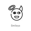 outline smileys vector icon. isolated black simple line element illustration from ethics concept. editable vector stroke smileys Royalty Free Stock Photo