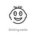 outline smiling smile vector icon. isolated black simple line element illustration from user interface concept. editable vector