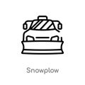 outline snowplow vector icon. isolated black simple line element illustration from winter concept. editable vector stroke snowplow