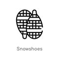 outline snowshoes vector icon. isolated black simple line element illustration from winter concept. editable vector stroke