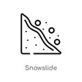 outline snowslide vector icon. isolated black simple line element illustration from nature concept. editable vector stroke