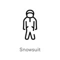 outline snowsuit vector icon. isolated black simple line element illustration from winter concept. editable vector stroke snowsuit