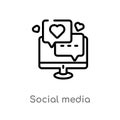 outline social media vector icon. isolated black simple line element illustration from digital economy concept. editable vector