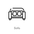 outline sofa vector icon. isolated black simple line element illustration from furniture concept. editable vector stroke sofa icon