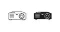 Outline and Solid Black Icons of a4K Projector symbol technology Royalty Free Stock Photo