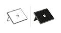 Outline and Solid Black Icons of a Microsoft Surface Tablet with Kickstand laptop computer Royalty Free Stock Photo