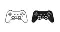 Outline and Solid Black Icons of a Video Game Controller gamepad joystick Royalty Free Stock Photo