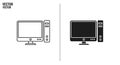 Outline and Solid Icons of Desktop Computer and Tower Unit image photo Royalty Free Stock Photo