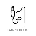 outline sound cable vector icon. isolated black simple line element illustration from electronic devices concept. editable vector