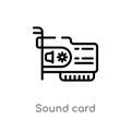 outline sound card vector icon. isolated black simple line element illustration from electronic devices concept. editable vector