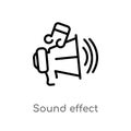 outline sound effect vector icon. isolated black simple line element illustration from cinema concept. editable vector stroke