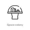 outline space colony vector icon. isolated black simple line element illustration from astronomy concept. editable vector stroke