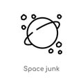outline space junk vector icon. isolated black simple line element illustration from astronomy concept. editable vector stroke