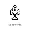 outline space ship vector icon. isolated black simple line element illustration from astronomy concept. editable vector stroke Royalty Free Stock Photo