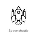 outline space shuttle vector icon. isolated black simple line element illustration from astronomy concept. editable vector stroke Royalty Free Stock Photo