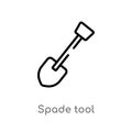 outline spade tool vector icon. isolated black simple line element illustration from construction concept. editable vector stroke Royalty Free Stock Photo