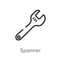 outline spanner vector icon. isolated black simple line element illustration from construction concept. editable vector stroke