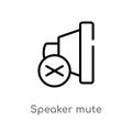 outline speaker mute vector icon. isolated black simple line element illustration from multimedia concept. editable vector stroke