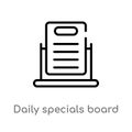 outline daily specials board vector icon. isolated black simple line element illustration from tools and utensils concept. Royalty Free Stock Photo