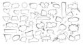 Outline speech bubbles. Set doodle speech balloon sketch hand drawn scribble bubble. Royalty Free Stock Photo