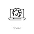 outline speed vector icon. isolated black simple line element illustration from seo & web concept. editable vector stroke speed