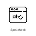 outline spellcheck vector icon. isolated black simple line element illustration from user interface concept. editable vector