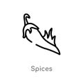 outline spices vector icon. isolated black simple line element illustration from food concept. editable vector stroke spices icon Royalty Free Stock Photo