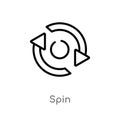 outline spin vector icon. isolated black simple line element illustration from arrows 2 concept. editable vector stroke spin icon Royalty Free Stock Photo