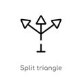 outline split triangle vector icon. isolated black simple line element illustration from arrows concept. editable vector stroke Royalty Free Stock Photo
