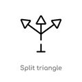 outline split triangle vector icon. isolated black simple line element illustration from arrows concept. editable vector stroke