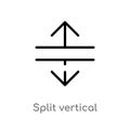 outline split vertical vector icon. isolated black simple line element illustration from arrows concept. editable vector stroke Royalty Free Stock Photo