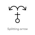 outline splitting arrow vector icon. isolated black simple line element illustration from arrows concept. editable vector stroke