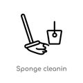 outline sponge cleanin vector icon. isolated black simple line element illustration from cleaning concept. editable vector stroke Royalty Free Stock Photo