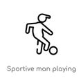 outline sportive man playing with a ball vector icon. isolated black simple line element illustration from sports concept. Royalty Free Stock Photo